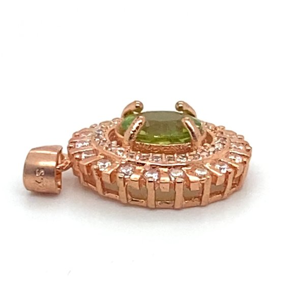 Peridot 1.50ct Rose Gold Finish Solid 925 Silver Pendant - Picture 4 of 8